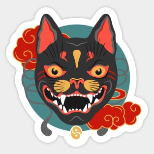 The fierce cat spirit mask Sticker